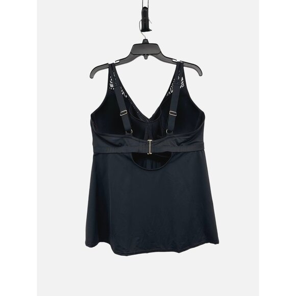 Swimsuits for All Tankini Top Womens 44F NEW Black Crochet Underwire - Picture 2 of 16